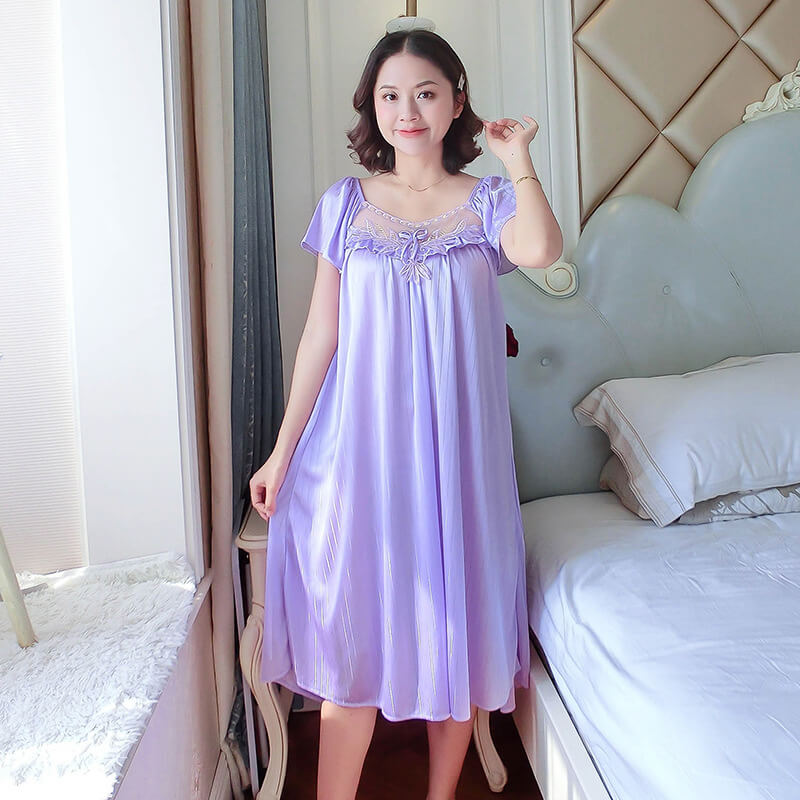 Color floral nightgown.LPu (1) কোডঃ Lin33LPU; Color floral nightgown - Image 1